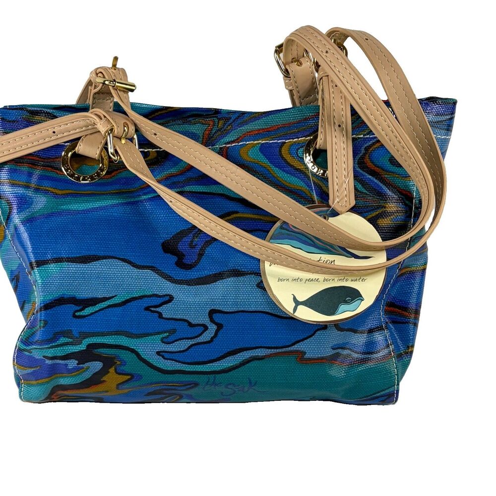NWT‎ Sakroots Artist Circle Water Nation Tote Bag Blue Medium Eco Friendly Purse